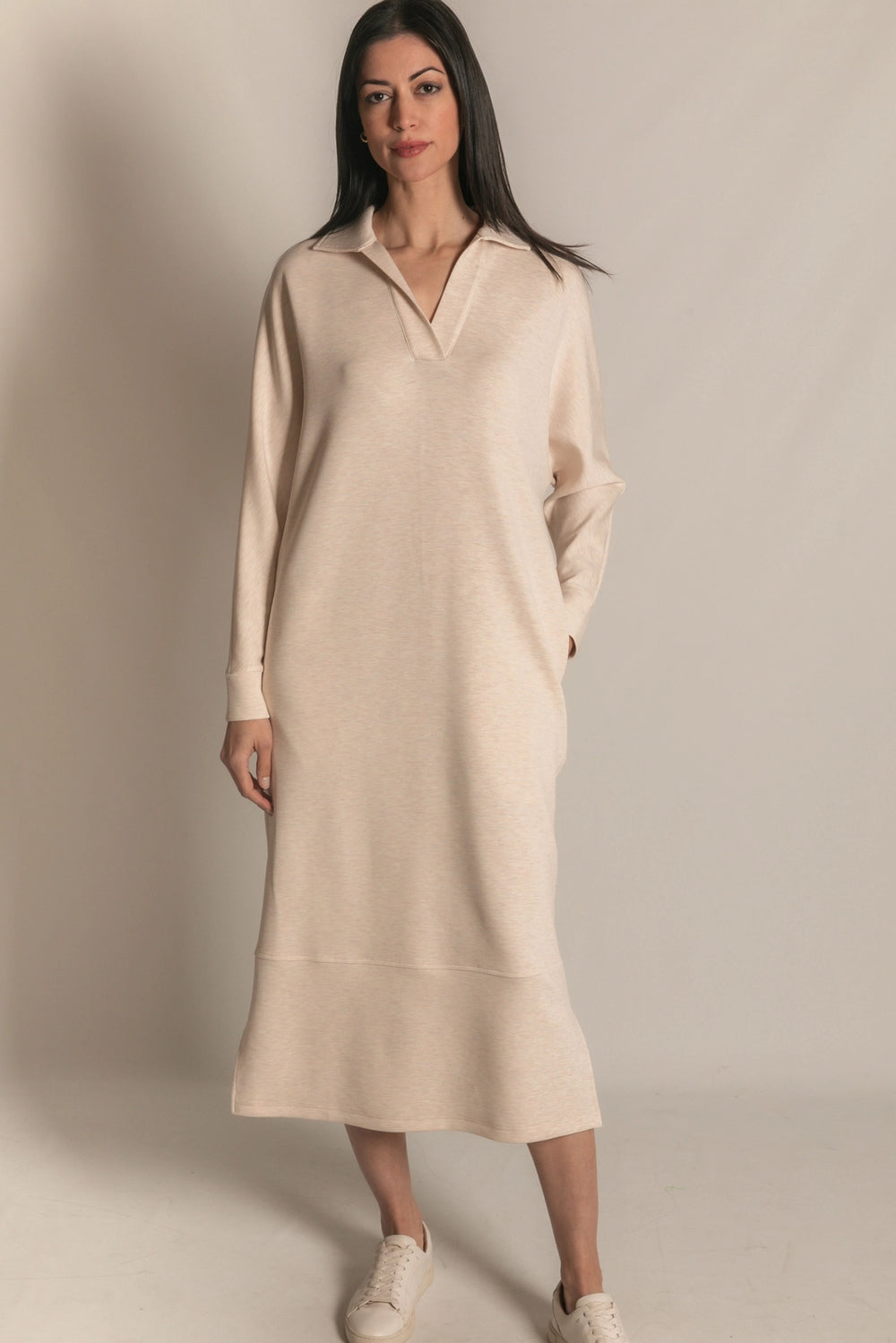 The Honeylight Midi Dress in Oatmeal-Midi Dresses-P. Cill-Shop with Bloom West Boutique, Women's Fashion Boutique, Located in Houma, Louisiana