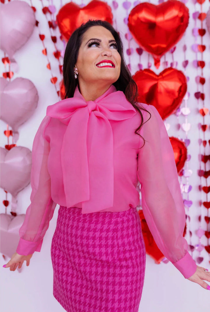 Blush Belle Bow Blouse-blouse-Brianna Cannon-Shop with Bloom West Boutique, Women's Fashion Boutique, Located in Houma, Louisiana