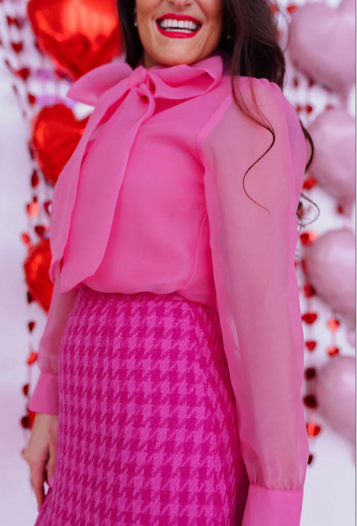 Blush Belle Bow Blouse-blouse-Brianna Cannon-Shop with Bloom West Boutique, Women's Fashion Boutique, Located in Houma, Louisiana