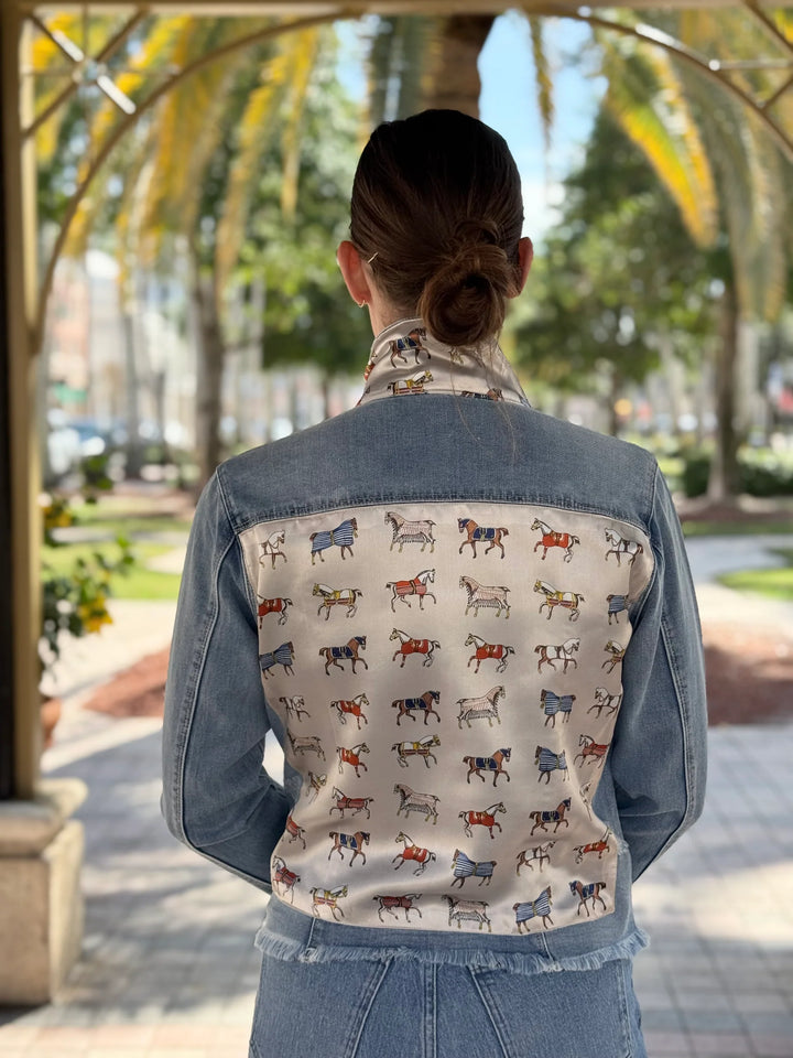 Stacey Bradley Elegance / Pearl White Denim Jacket PRE-ORDER-Denim jacket-Stacey Bradley-Shop with Bloom West Boutique, Women&