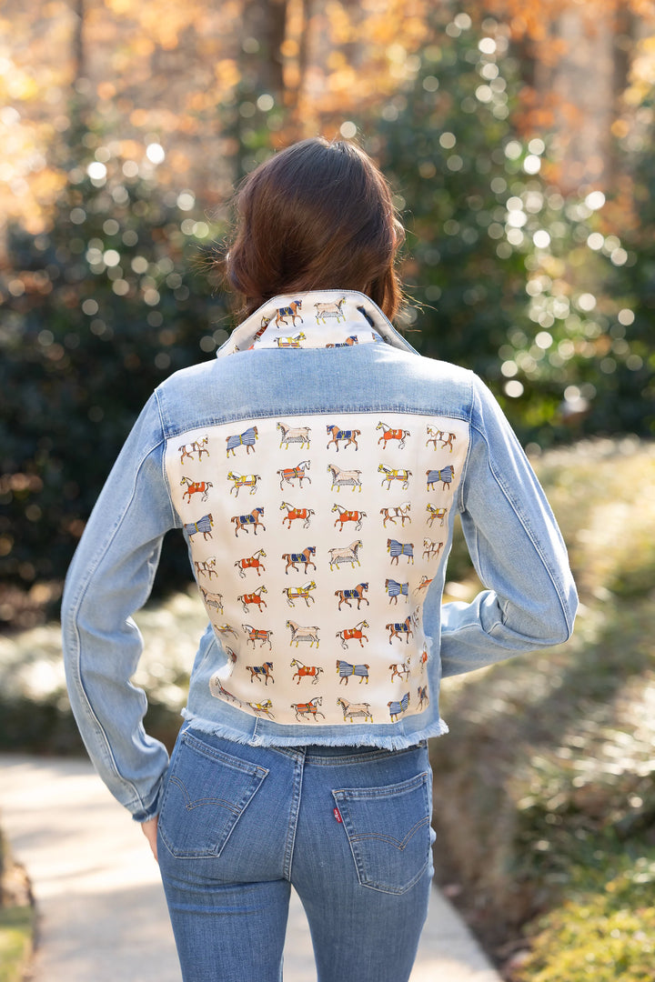 Stacey Bradley Elegance / Pearl White Denim Jacket PRE-ORDER-Denim jacket-Stacey Bradley-Shop with Bloom West Boutique, Women&