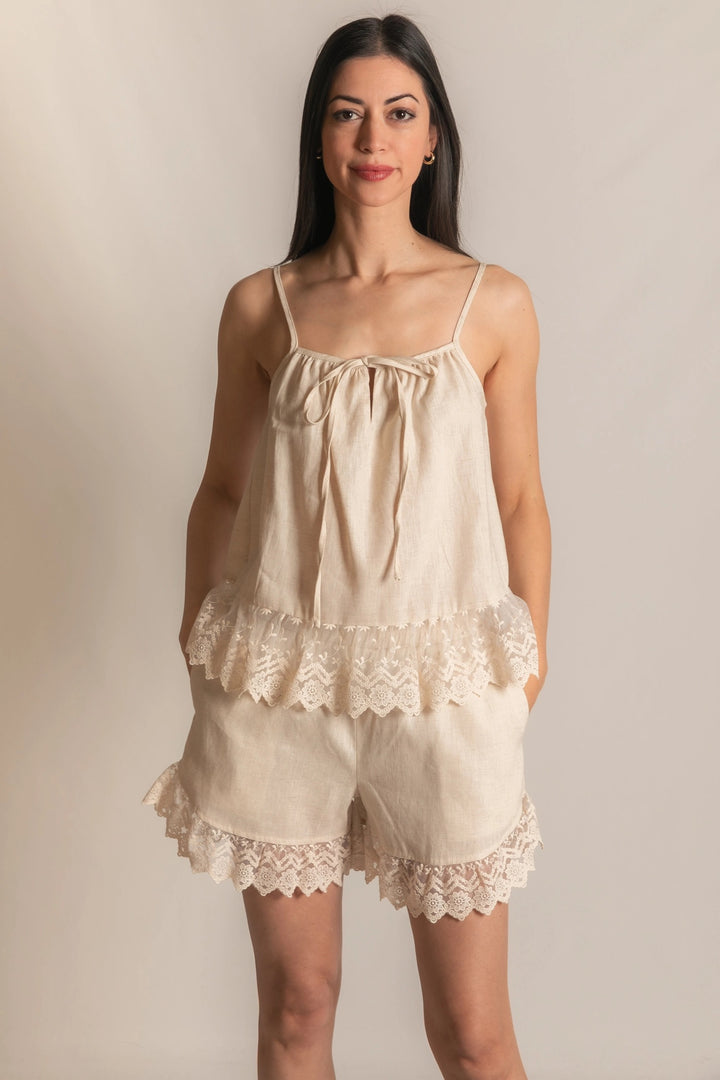 P. Cill Maison Fleur Linen Top
