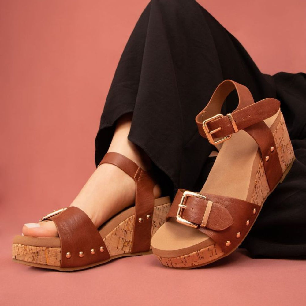 Romy Ankle Strap Wedge Sandal – Adjustable Buckle & Cork Platform in 3 Colors-WEDGES-MODAPASSO-Shop with Bloom West Boutique, Women's Fashion Boutique, Located in Houma, Louisiana