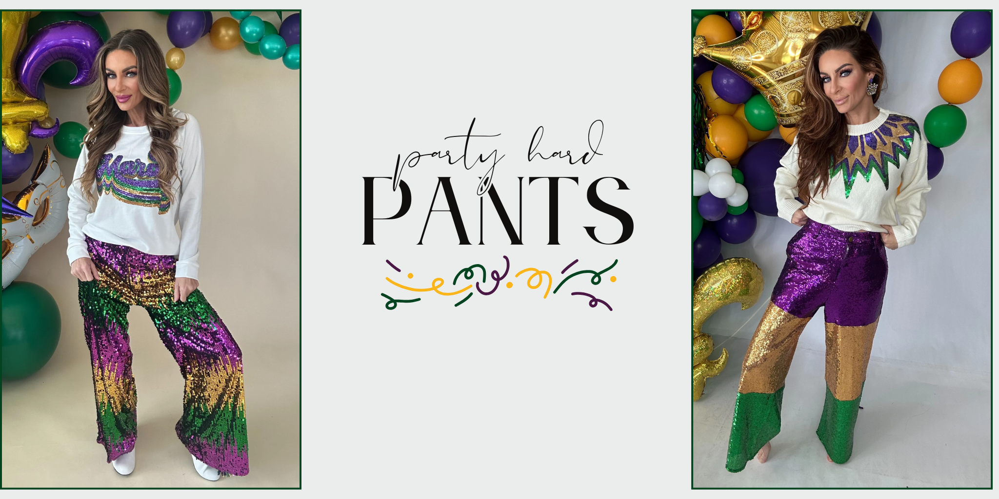 Party Hard Pants Mardi Gras Tops | Bloom West Boutique | Houma, LA