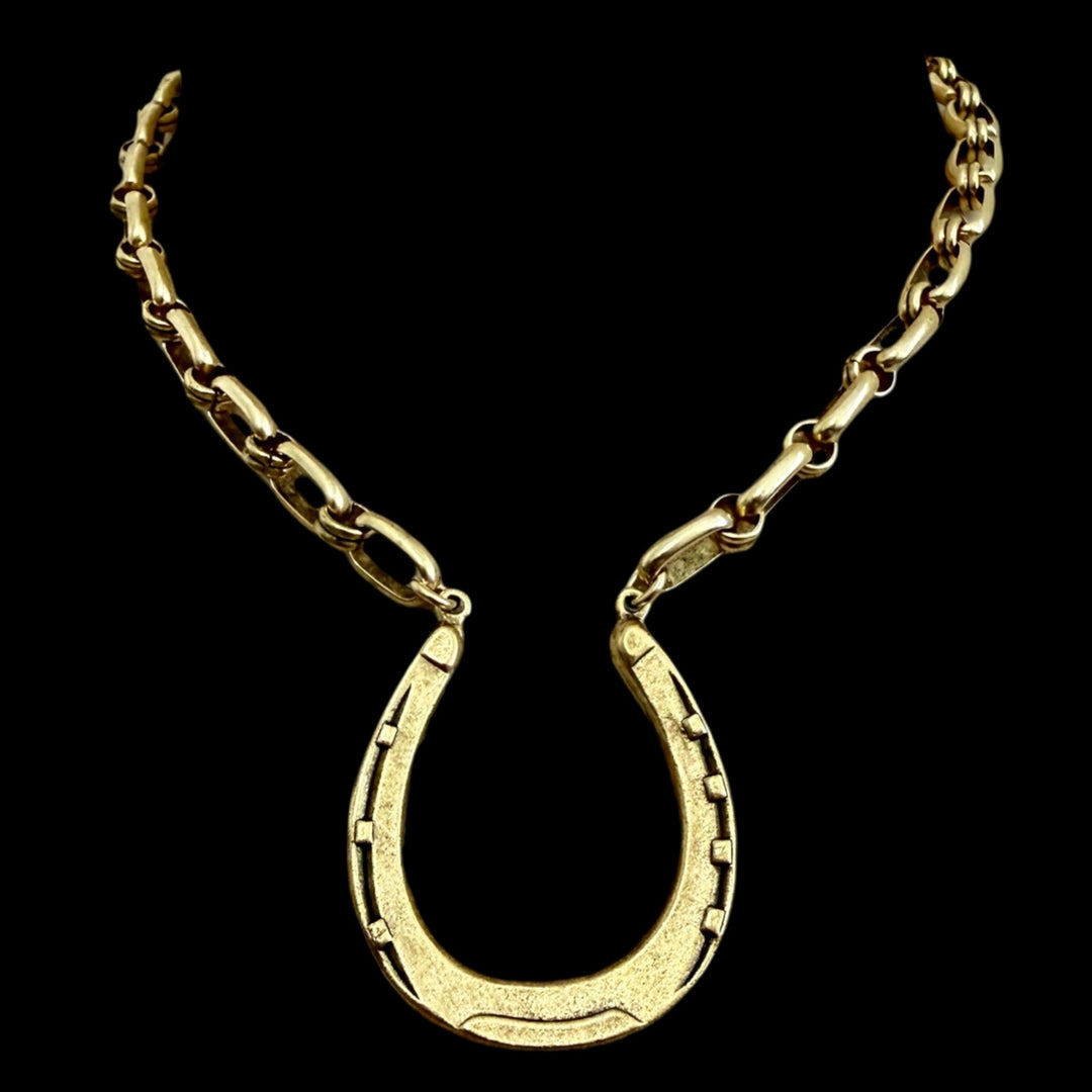 Vintage Reproduction Gold Plated Horseshoe Necklace