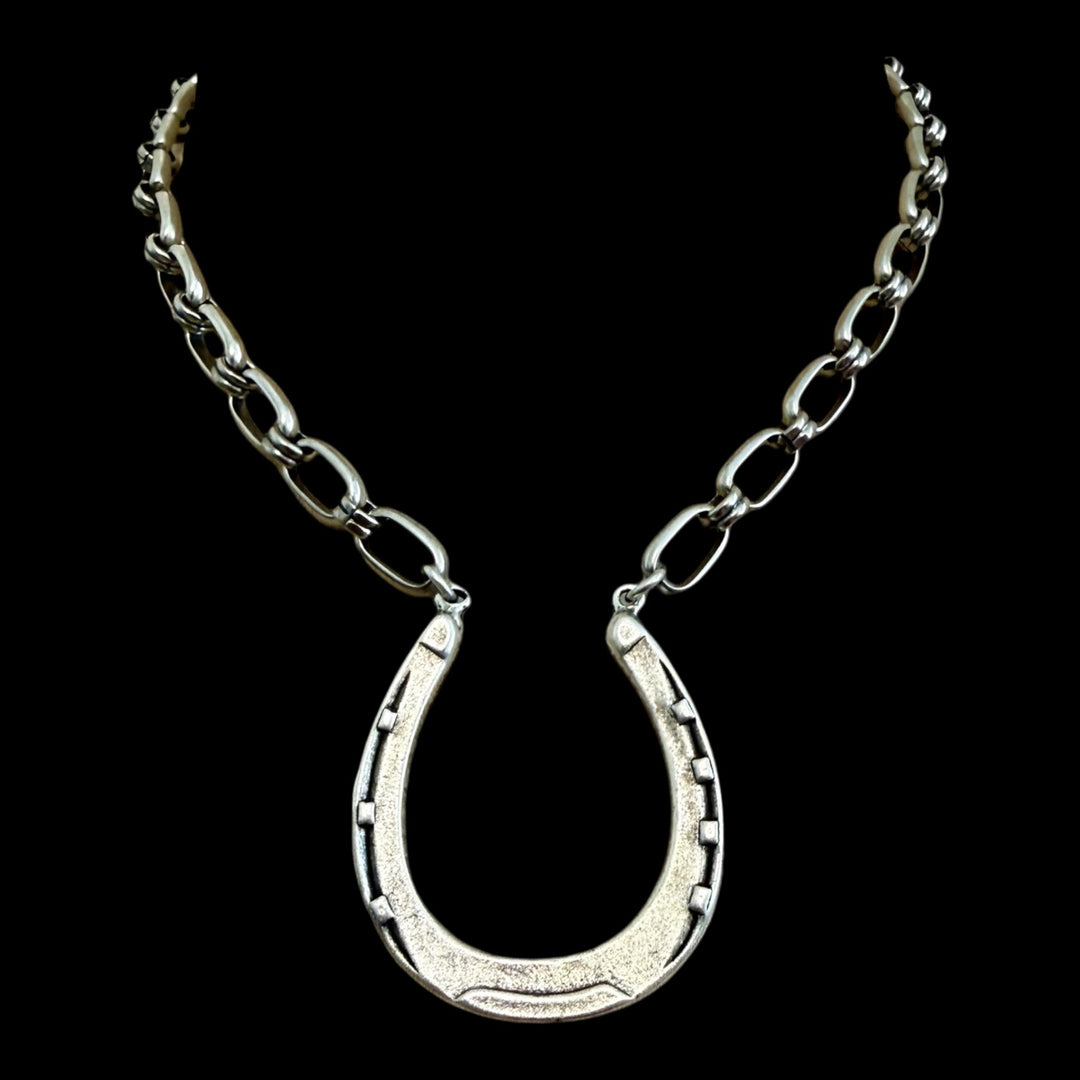 Vintage Reproduction Sterling Plated Horseshoe Necklace