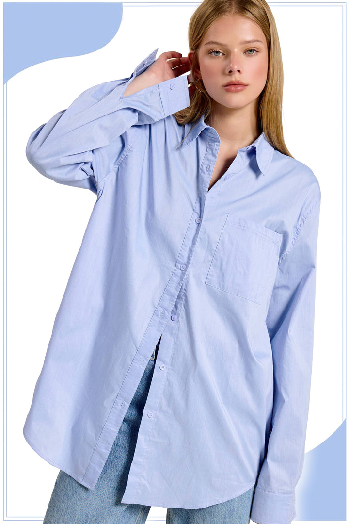 Classic Collared Button Down Poplin Shirt-Tops-La Miel-Shop with Bloom West Boutique, Women's Fashion Boutique, Located in Houma, Louisiana