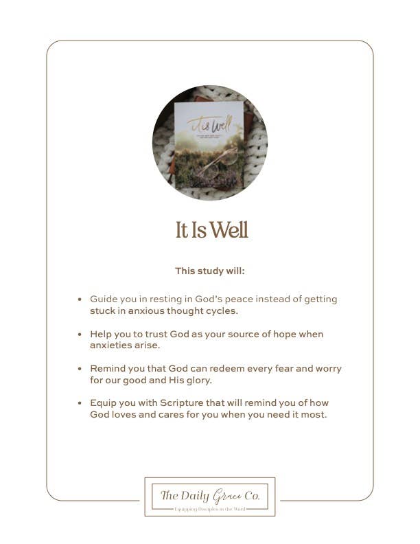 It Is Well | Anxiety Study-The Daily Grace Co-Shop with Bloom West Boutique, Women's Fashion Boutique, Located in Houma, Louisiana