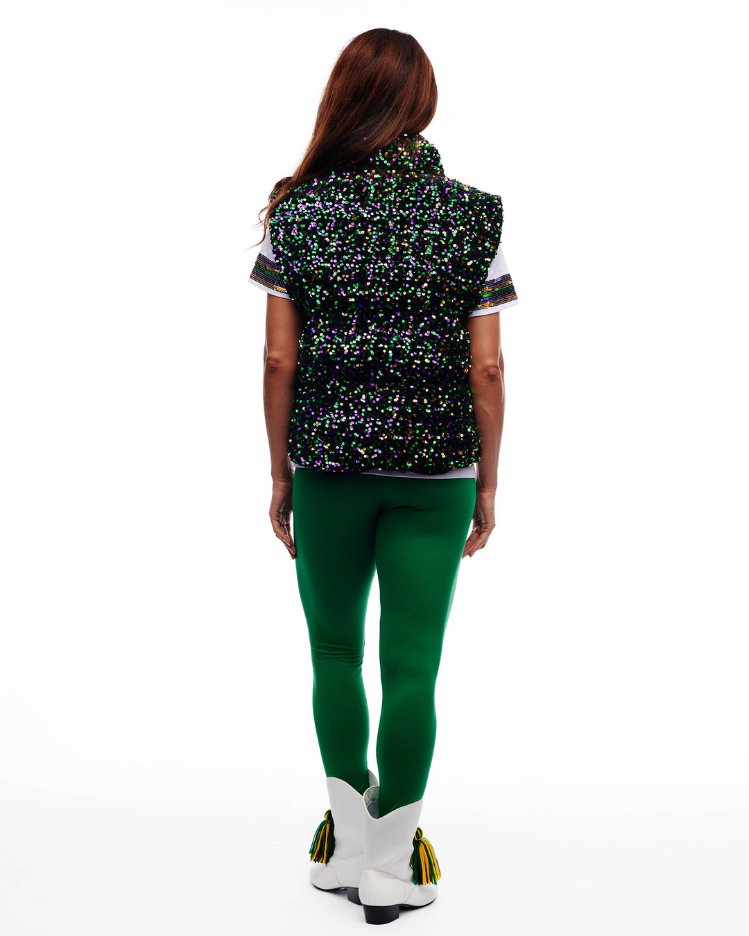 Mardi Gras Sequin Puffer Vest-Vests-SongLily-Shop with Bloom West Boutique, Women's Fashion Boutique, Located in Houma, Louisiana