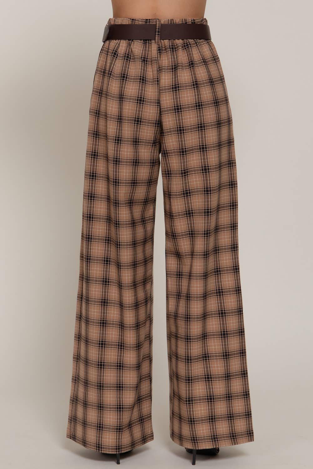 Beth Plaid Woven Wide Long Pants-Active Basic | Active USA-Shop with Bloom West Boutique, Women's Fashion Boutique, Located in Houma, Louisiana