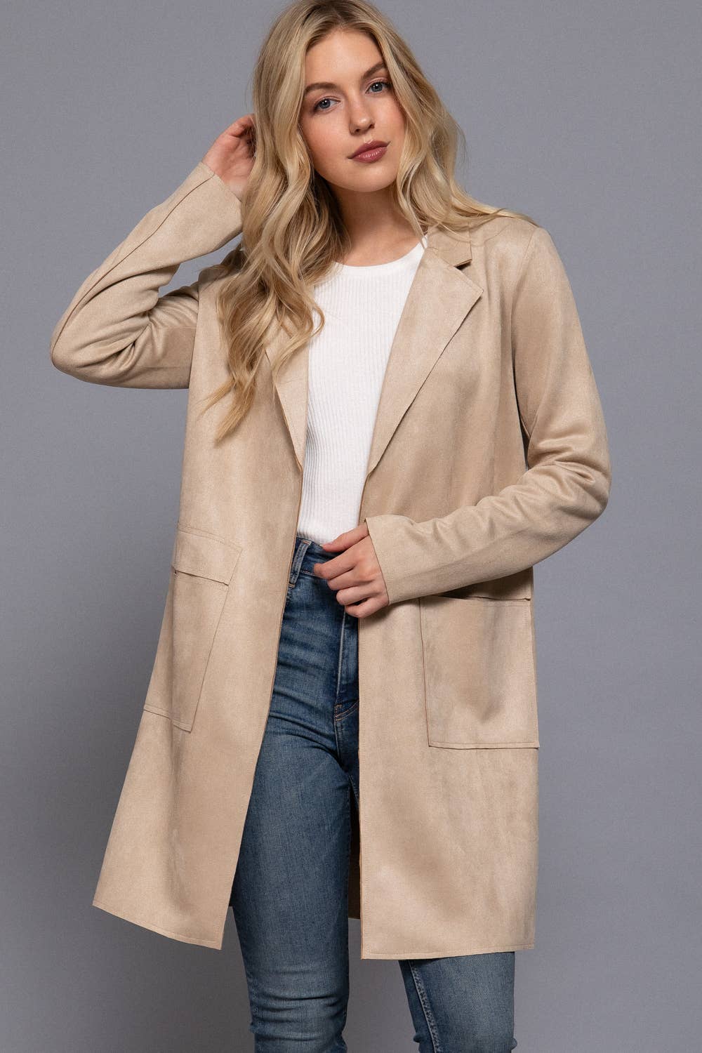 Oats Faux Suede Jacket-Jackets-Active Basic | Active USA-Shop with Bloom West Boutique, Women's Fashion Boutique, Located in Houma, Louisiana