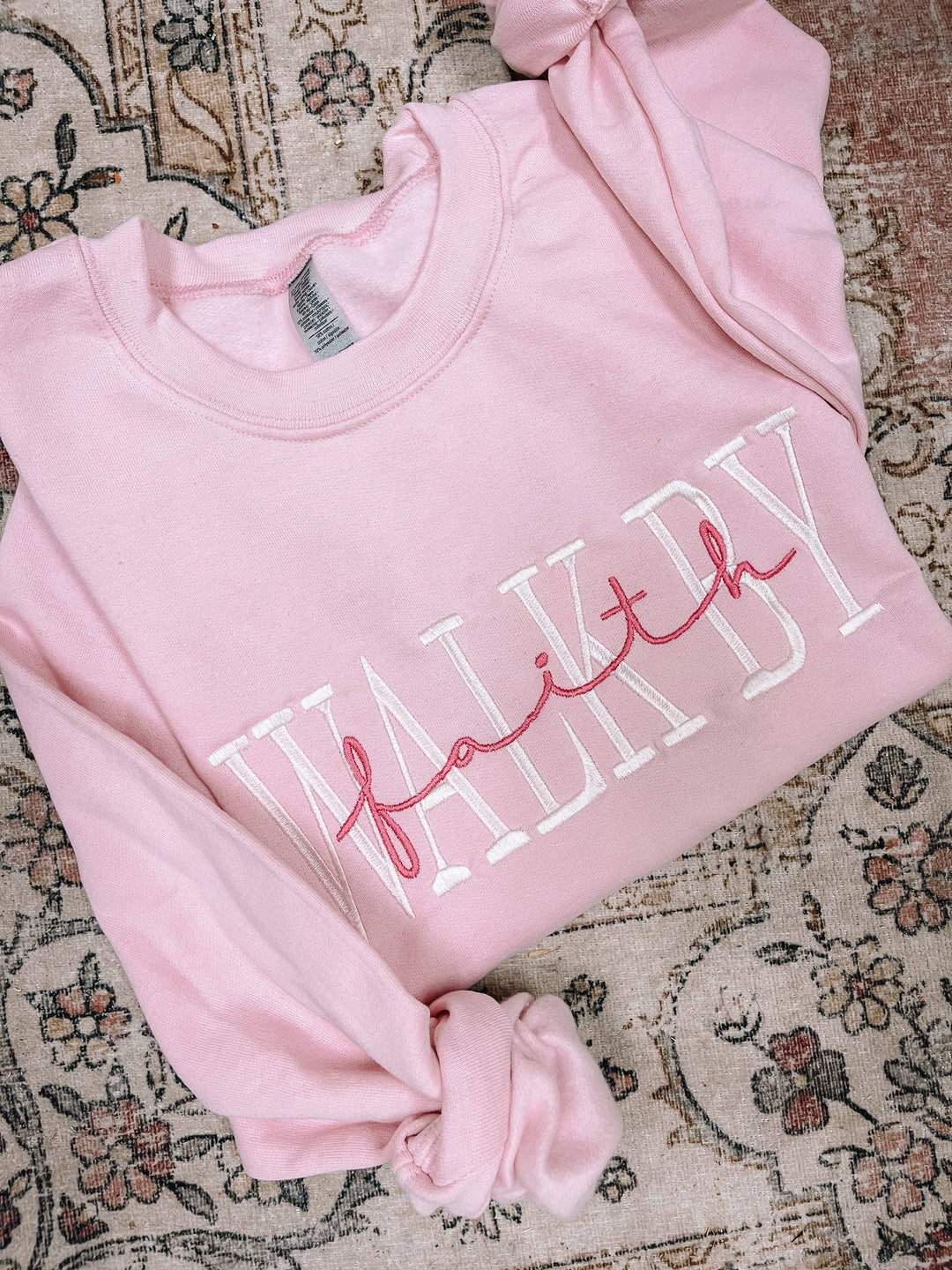 Walk By Faith Sweatshirt-Graphic Sweaters-Honey Soul LLC-Shop with Bloom West Boutique, Women's Fashion Boutique, Located in Houma, Louisiana