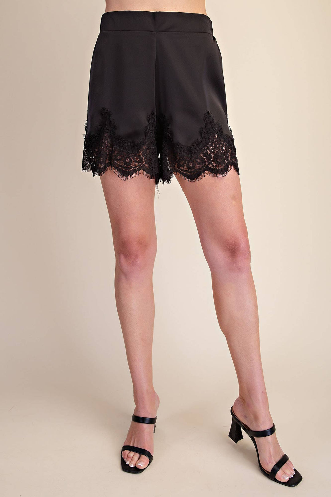 Satin Short With Lace Trim Detail-Glam-Shop with Bloom West Boutique, Women&