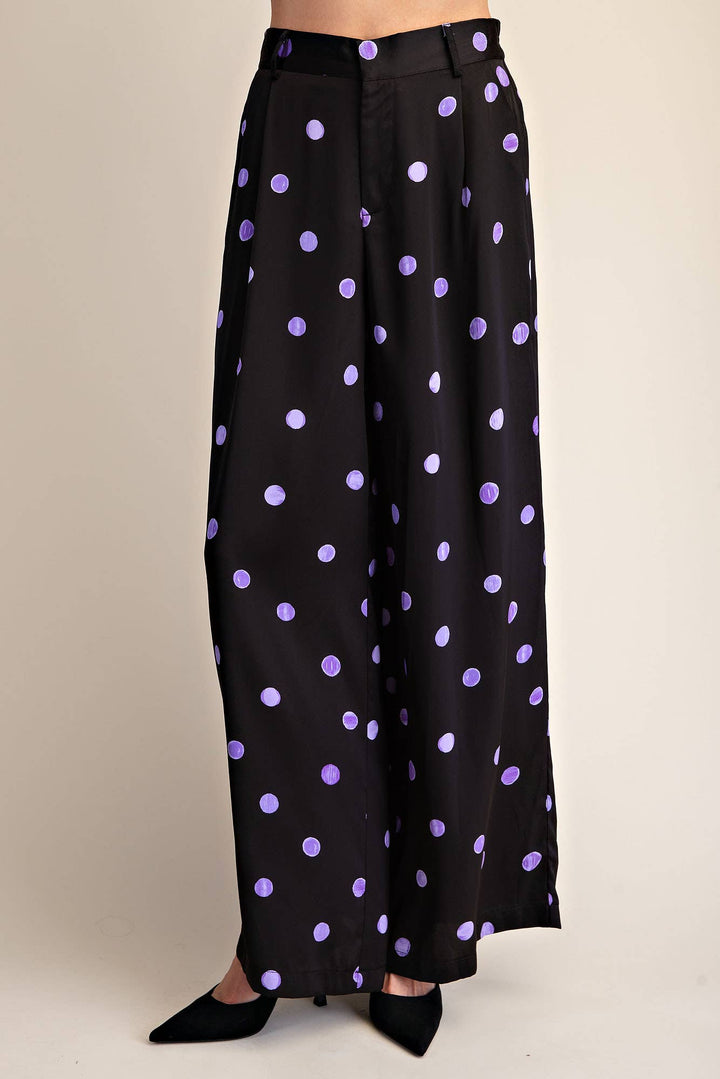 Tailored Wide Polka Dot High Waist Pants-Glam-Shop with Bloom West Boutique, Women&