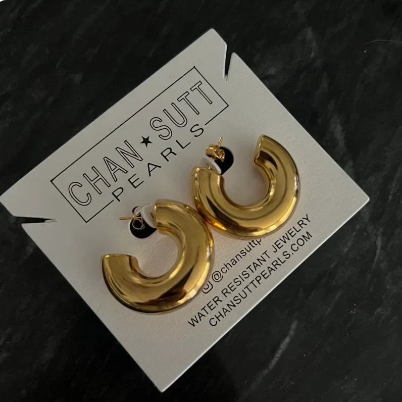 CHUNKY GOLD SMOOTH HOOPS-Earring-Chansuttpearls-Shop with Bloom West Boutique, Women's Fashion Boutique, Located in Houma, Louisiana