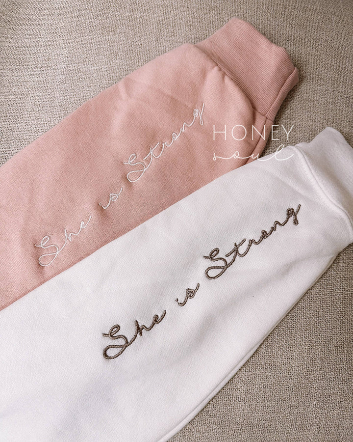 She Is Strong Sweatshirt-Graphic Sweaters-Honey Soul LLC-Shop with Bloom West Boutique, Women's Fashion Boutique, Located in Houma, Louisiana