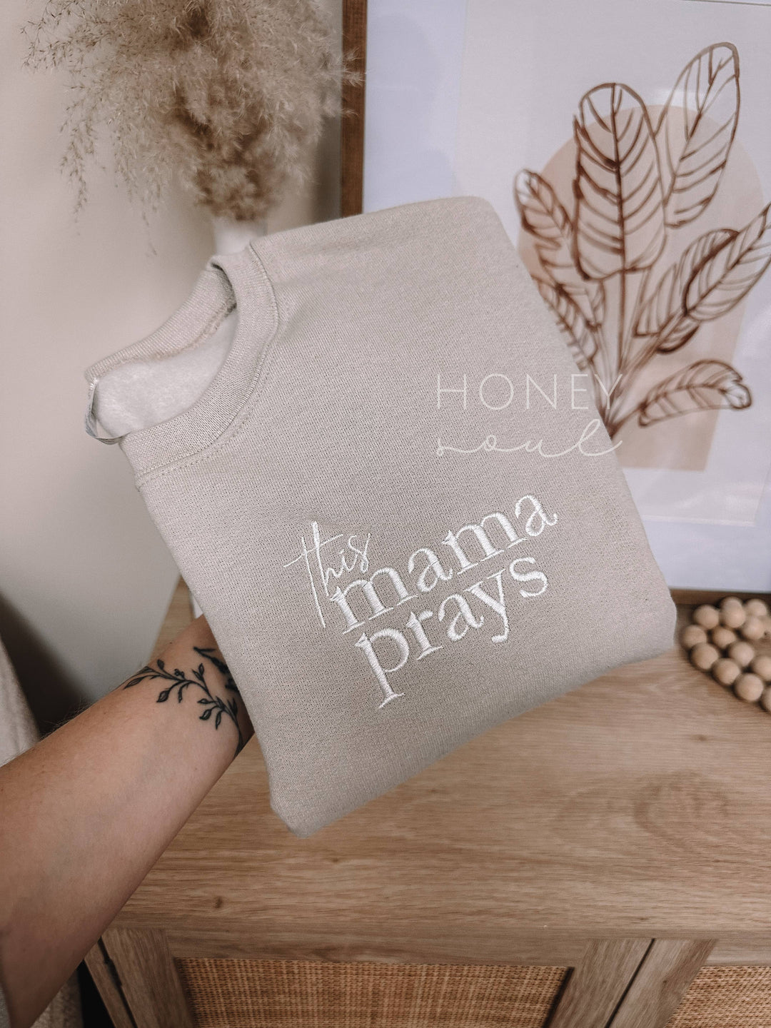 This Mama Prays Embroidered Sweatshirt-Graphic Sweaters-Honey Soul LLC-Shop with Bloom West Boutique, Women's Fashion Boutique, Located in Houma, Louisiana