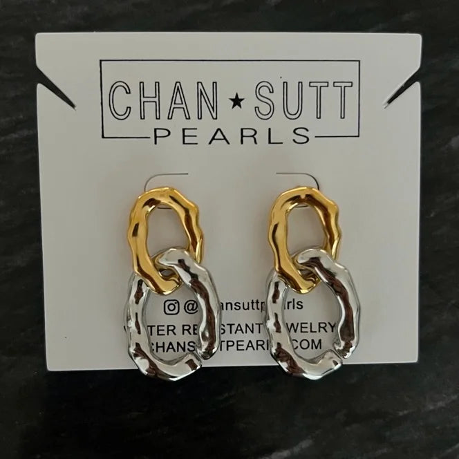 GOLD AND SILVER CHAIN EARRINGS-Earring-Chansuttpearls-Shop with Bloom West Boutique, Women&