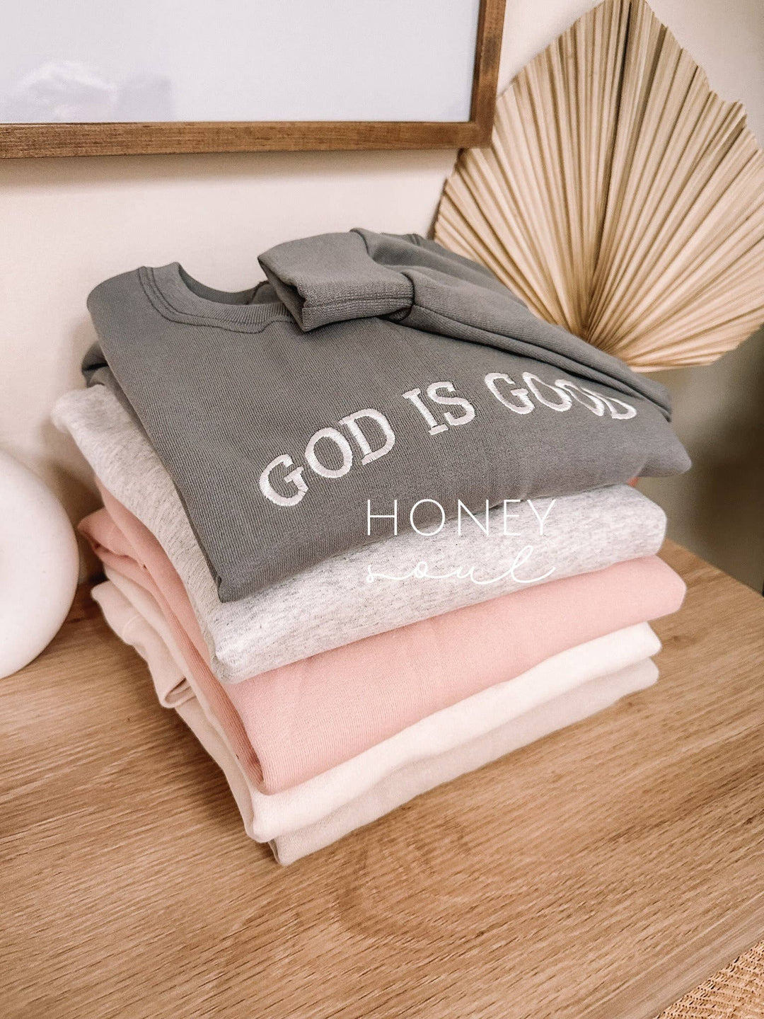 Embroidered GOD IS GOOD Sweatshirt-Graphic Sweaters-Honey Soul LLC-Shop with Bloom West Boutique, Women's Fashion Boutique, Located in Houma, Louisiana