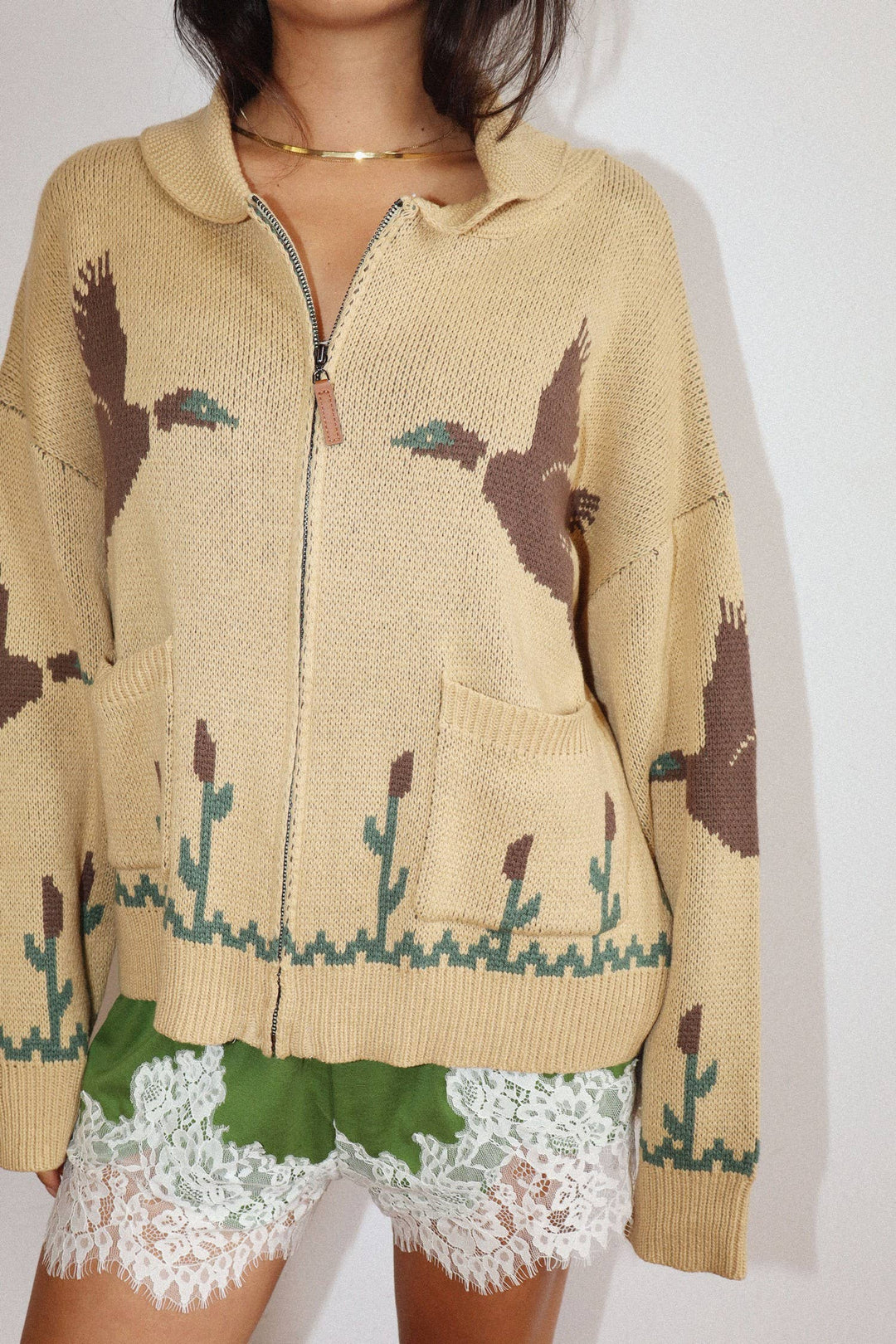Desert Bird Knit Zip Cardigan-Bailey Rose-Shop with Bloom West Boutique, Women&