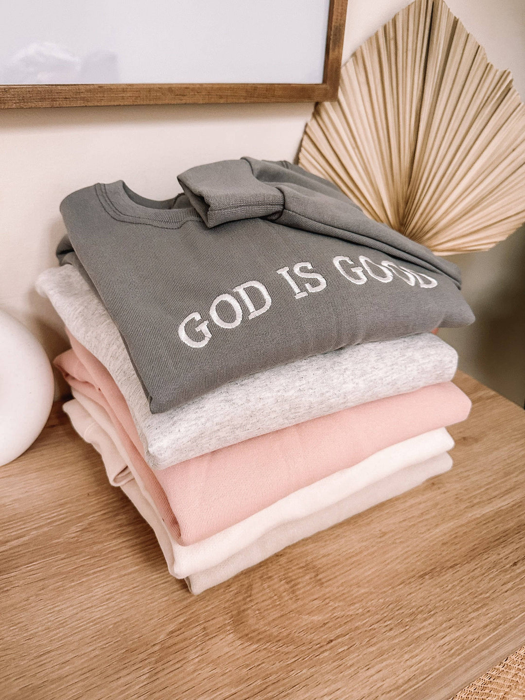 Embroidered GOD IS GOOD Sweatshirt-Graphic Sweaters-Honey Soul LLC-Shop with Bloom West Boutique, Women's Fashion Boutique, Located in Houma, Louisiana