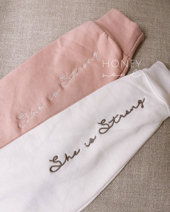 She Is Strong Sweatshirt-Graphic Sweaters-Honey Soul LLC-Shop with Bloom West Boutique, Women's Fashion Boutique, Located in Houma, Louisiana