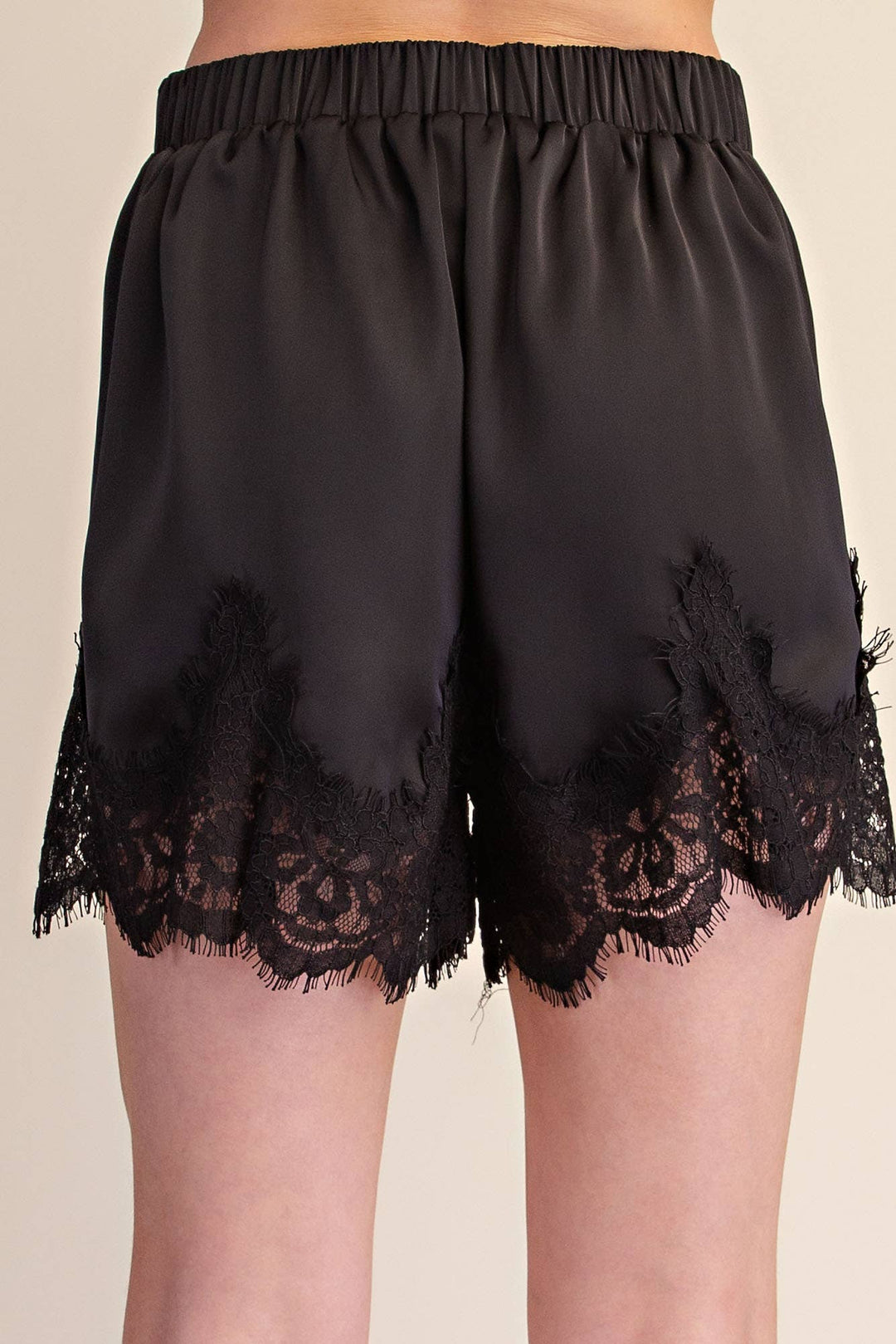 Satin Short With Lace Trim Detail-Glam-Shop with Bloom West Boutique, Women&