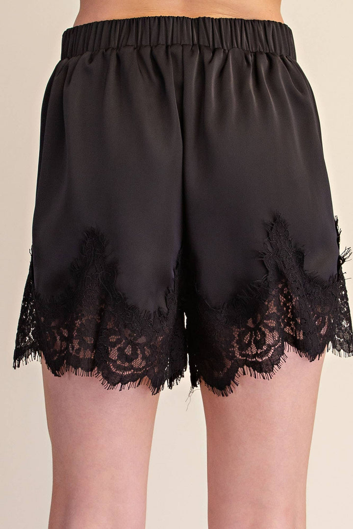 Satin Short With Lace Trim Detail-Glam-Shop with Bloom West Boutique, Women&