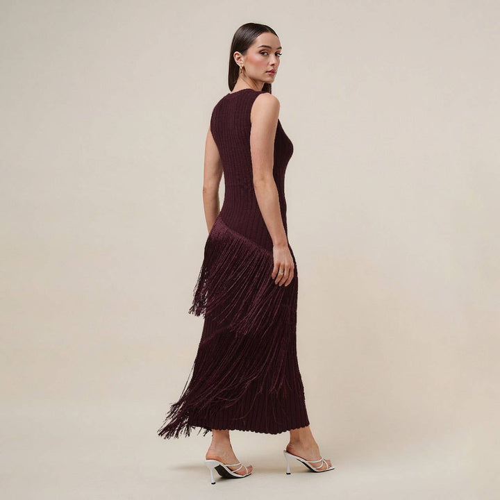 AD3366 Asymmetric fringe maxi dress-Able-Shop with Bloom West Boutique, Women&
