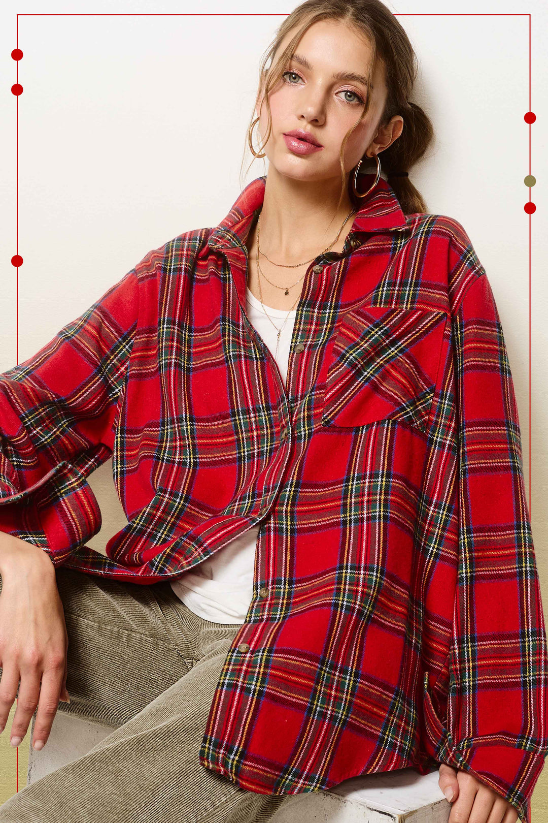 Jolly day Button Down Plaid Shirts-Tops-La Miel-Shop with Bloom West Boutique, Women's Fashion Boutique, Located in Houma, Louisiana