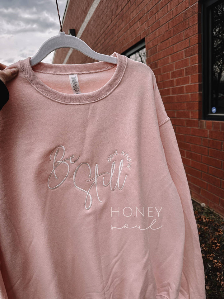Be Still and Know Sweatshirt-Graphic Sweaters-Honey Soul LLC-Shop with Bloom West Boutique, Women's Fashion Boutique, Located in Houma, Louisiana