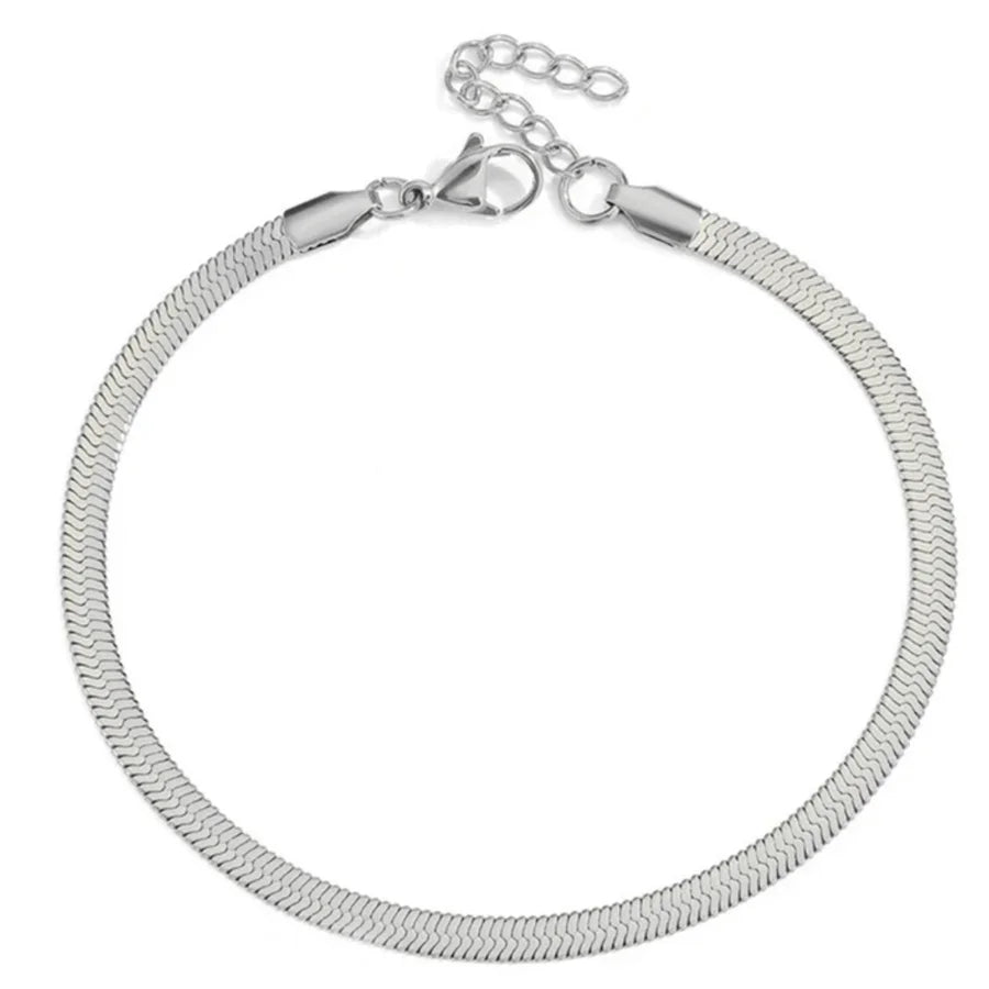 THICK SILVER HERRINGBONE BRACELET-Bracelet-Chansuttpearls-Shop with Bloom West Boutique, Women&