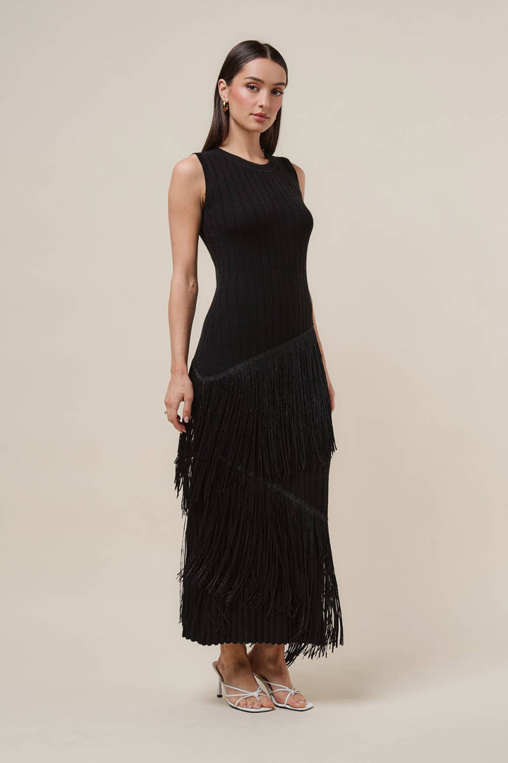 AD3366 Asymmetric fringe maxi dress-Able-Shop with Bloom West Boutique, Women&