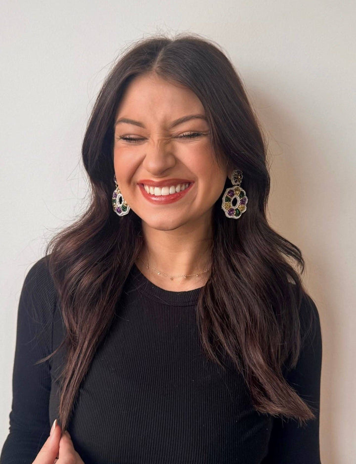 Mardi Gras King Cake Earrings PREORDER-Earrings-La Luna Belle LLC-Shop with Bloom West Boutique, Women's Fashion Boutique, Located in Houma, Louisiana