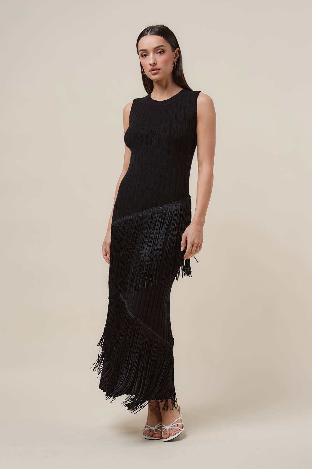 AD3366 Asymmetric fringe maxi dress-Able-Shop with Bloom West Boutique, Women&