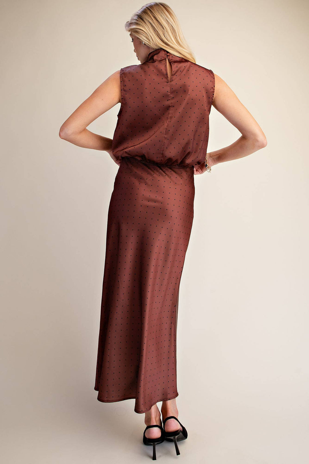 Mock Neck Sleeveless Polka Dot Top-Glam-Shop with Bloom West Boutique, Women&