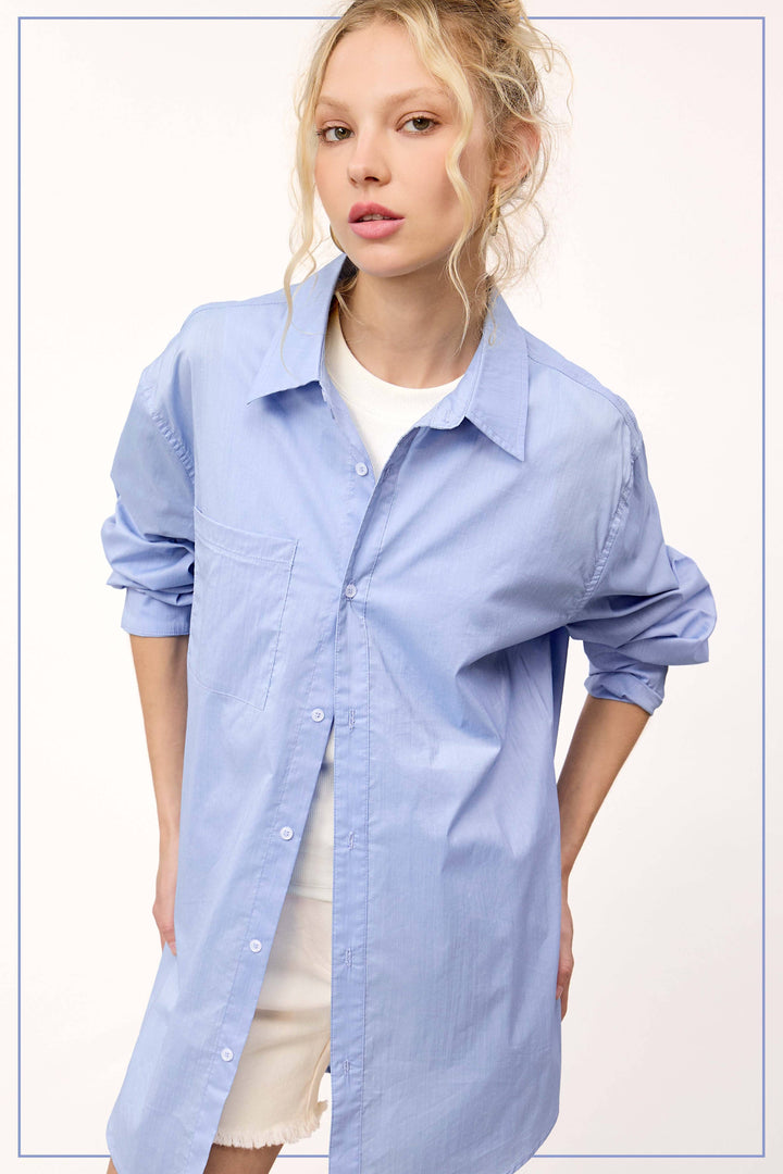 Classic Collared Button Down Poplin Shirt-Tops-La Miel-Shop with Bloom West Boutique, Women's Fashion Boutique, Located in Houma, Louisiana