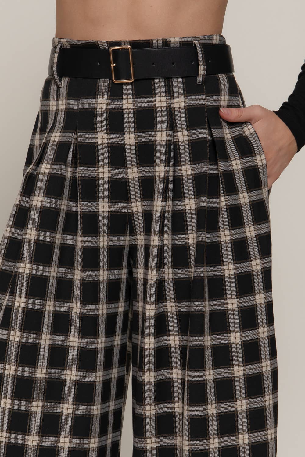 Beth Plaid Woven Wide Long Pants-Active Basic | Active USA-Shop with Bloom West Boutique, Women's Fashion Boutique, Located in Houma, Louisiana