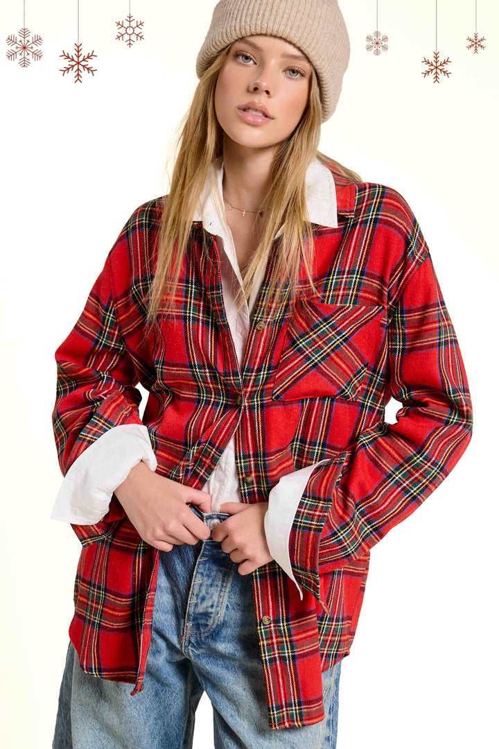 Jolly day Button Down Plaid Shirts-Tops-La Miel-Shop with Bloom West Boutique, Women's Fashion Boutique, Located in Houma, Louisiana