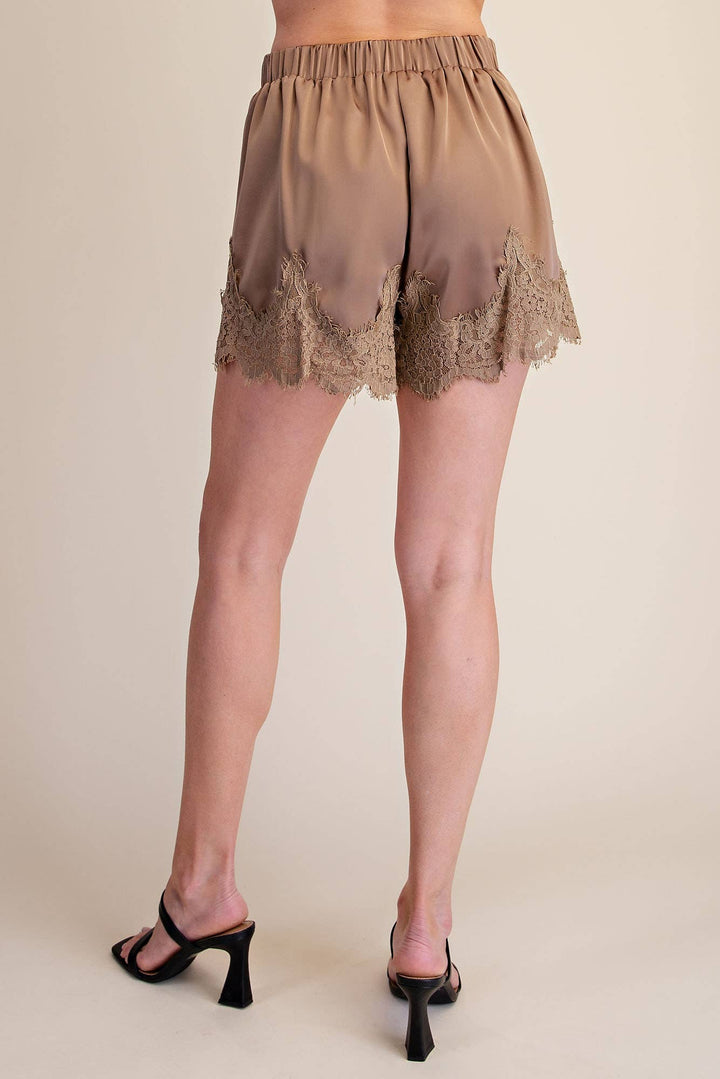 Satin Short With Lace Trim Detail-Glam-Shop with Bloom West Boutique, Women&