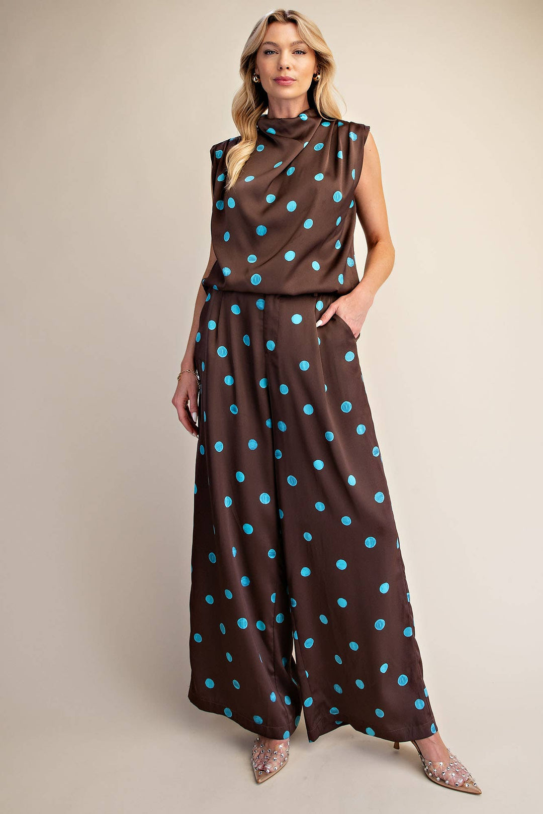 Tailored Wide Polka Dot High Waist Pants-Glam-Shop with Bloom West Boutique, Women&
