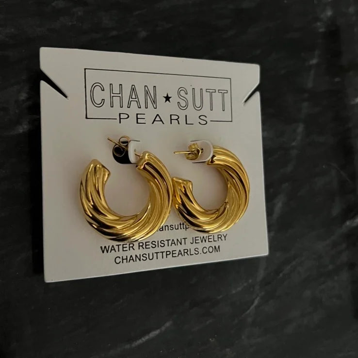 CHUNKY TWIST HOOPS-Earring-Chansuttpearls-Shop with Bloom West Boutique, Women&