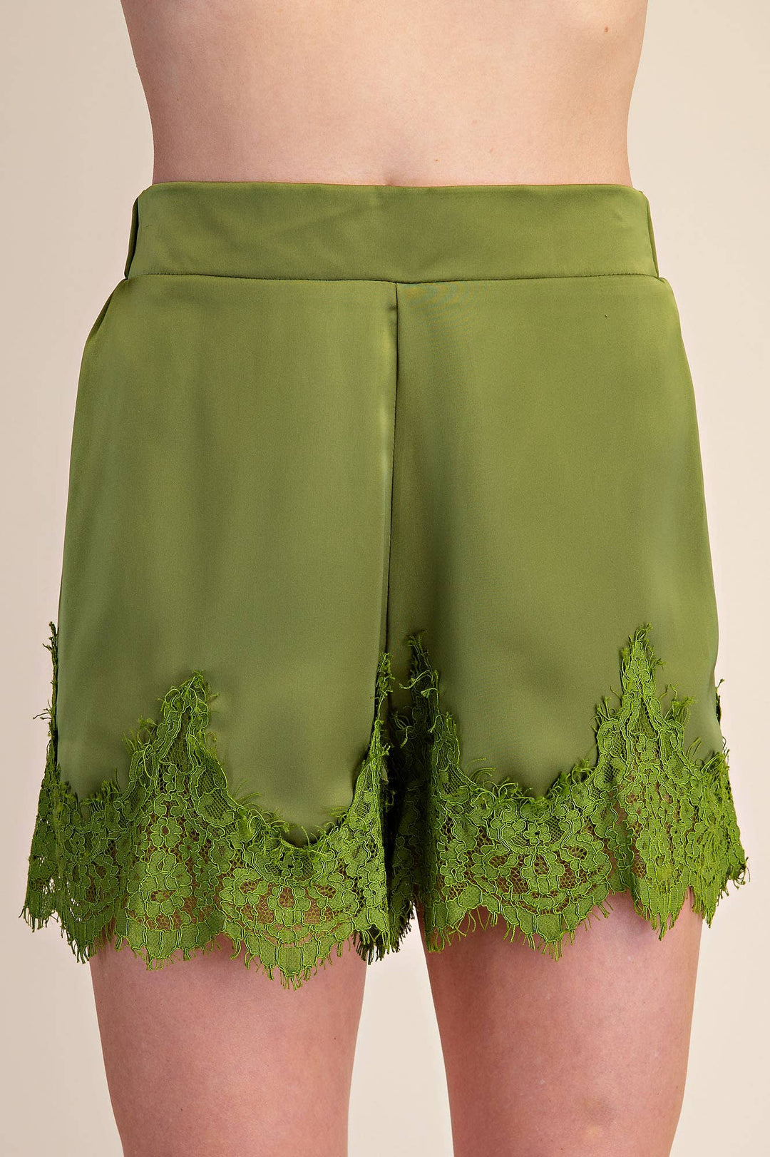 Satin Short With Lace Trim Detail-Glam-Shop with Bloom West Boutique, Women&