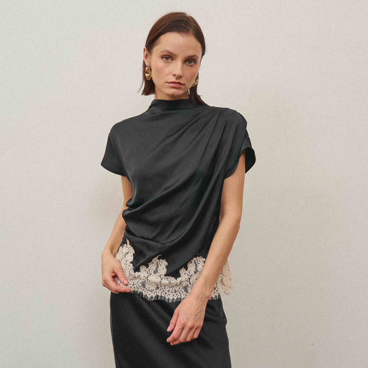 AT3558 Lace satin top-Able-Shop with Bloom West Boutique, Women&