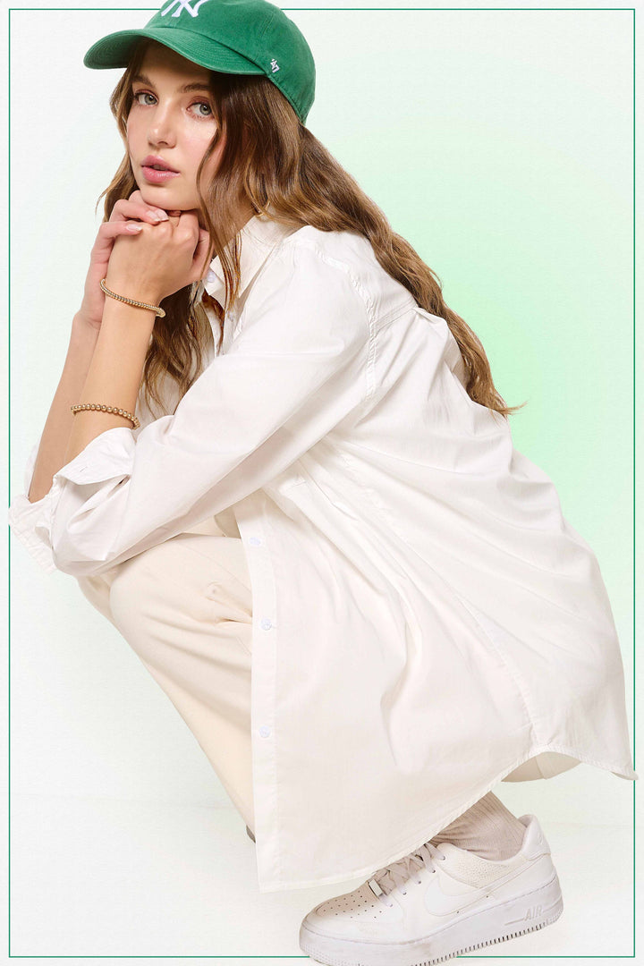 Classic Collared Button Down Poplin Shirt-Tops-La Miel-Shop with Bloom West Boutique, Women's Fashion Boutique, Located in Houma, Louisiana