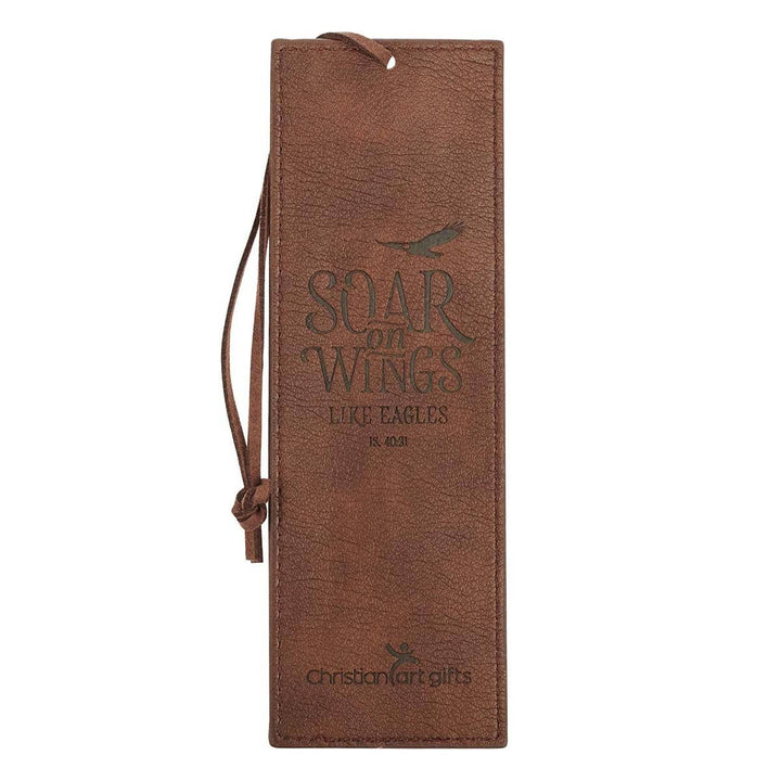 Bookmark Faux Leather Brown Soar On Wings Isa. 40:31-Bible Accessories-Christian Art Gifts-Shop with Bloom West Boutique, Women's Fashion Boutique, Located in Houma, Louisiana