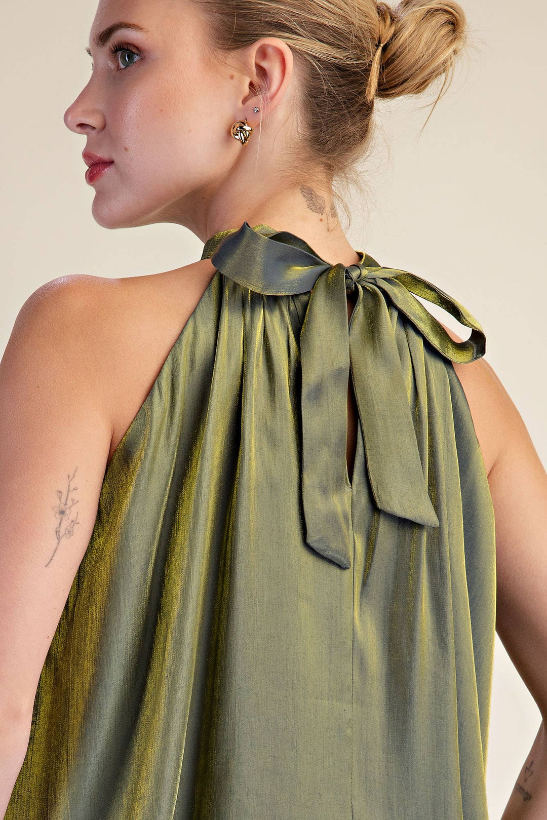 Ruffle Halter Top With Back Neck Tie-Glam-Shop with Bloom West Boutique, Women&
