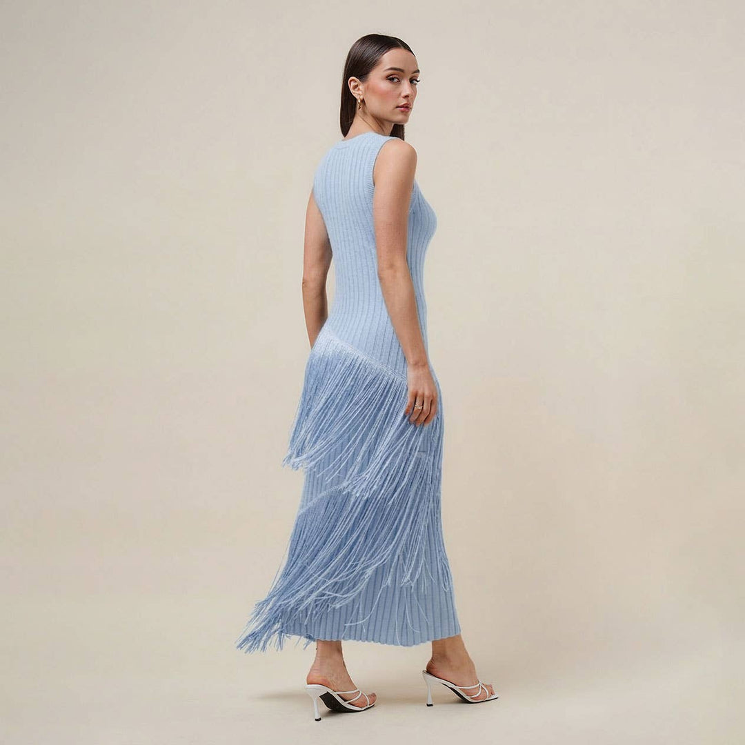 AD3366 Asymmetric fringe maxi dress-Able-Shop with Bloom West Boutique, Women&