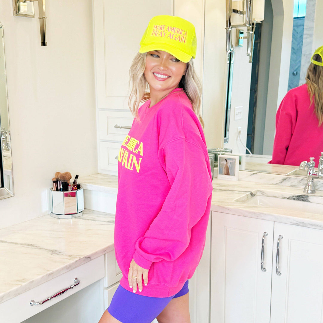 Puff Make America Pray Again Sweatshirt-Tops-Poppy & Pine-Shop with Bloom West Boutique, Women's Fashion Boutique, Located in Houma, Louisiana