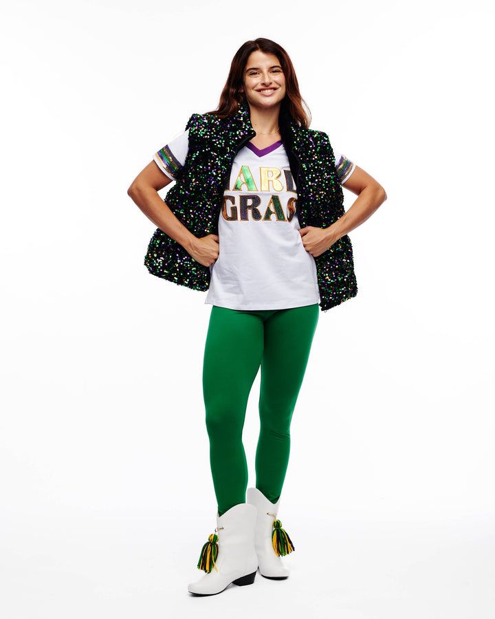 Mardi Gras Sequin Puffer Vest-Vests-SongLily-Shop with Bloom West Boutique, Women's Fashion Boutique, Located in Houma, Louisiana